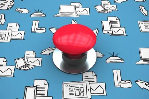 Composite image of digitally generated red push button Stock Illustration