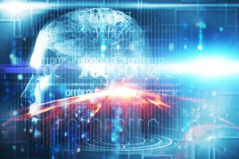 Composite image of digitally image of brain interface Illustrazione stock