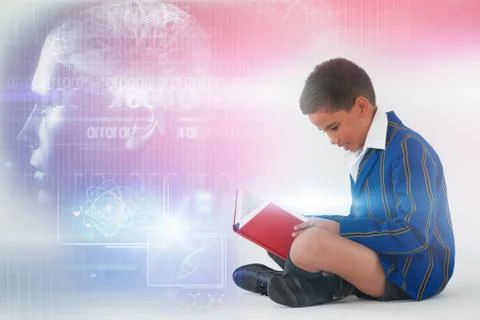 Composite image of digitally image of brain interface 库存照片