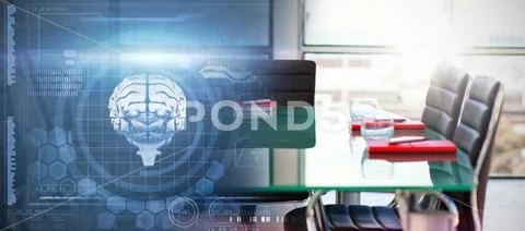 Composite image of dna helix and brain interface Stock Photos