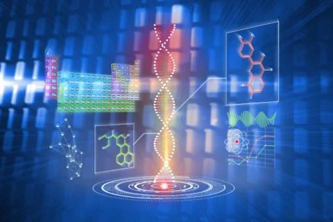 Composite image of dna helix interface Stock Illustration