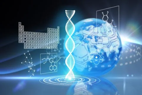 Composite image of dna helix interface Stock Illustration