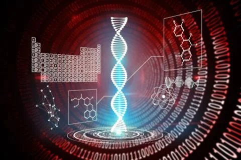 Composite image of dna helix interface Stock Illustration