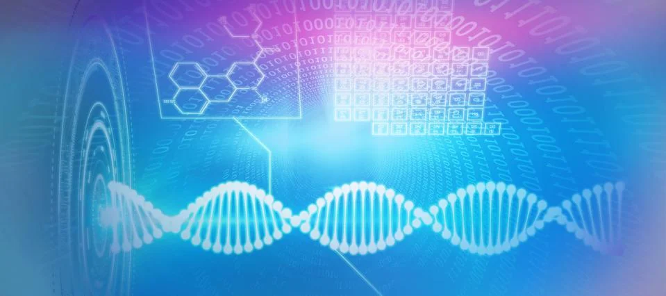 Composite image of dna helix interface Stock Illustration