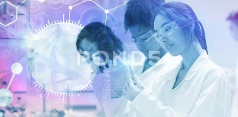Composite image of dna helix interface Stock Photos