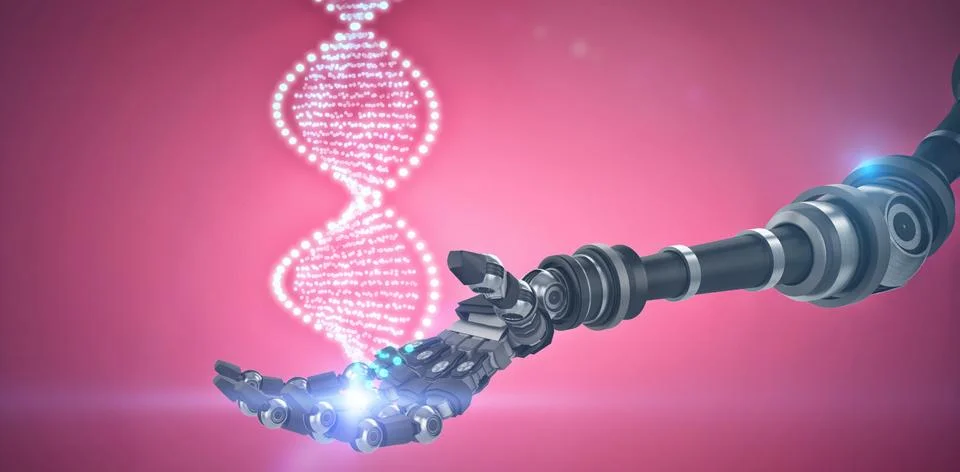 Composite image of dna helix pattern Foto stock