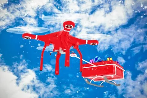 Composite image of drone pulling sledge Stock Illustration
