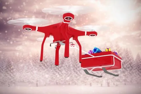 Composite image of drone pulling sledge Stockillustratie