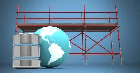 Composite image of earth and scaffolding with earth in 3d 스톡 일러스트