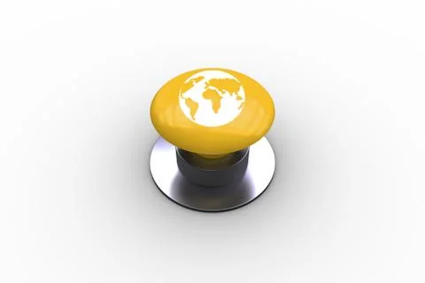 Composite image of earth graphic on button Stock Illustration