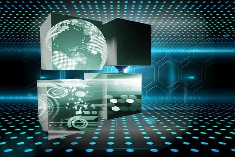 Composite image of earth interface on abstract screen Ilustração Stock
