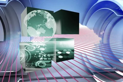 Composite image of earth interface on abstract screen Illustrazione stock