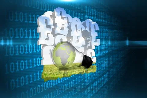 Composite image of earth in light bulb on abstract screen Illustrazione stock