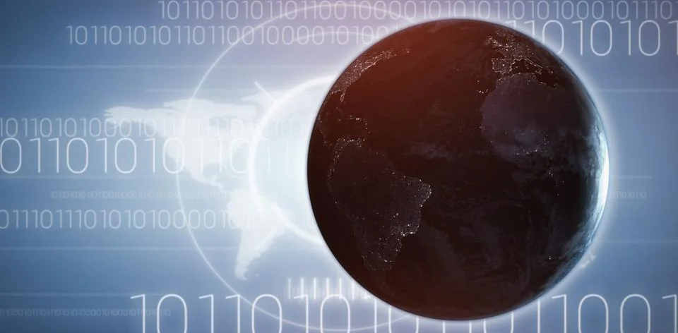 Composite image of earth with shadow over white background イラスト素材