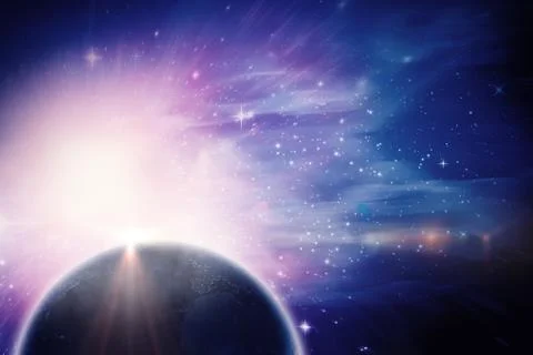 Composite image of earth with shadow over white background Stock Illustration