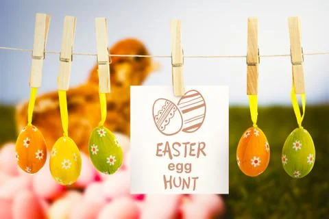Composite image of easter egg hunt graphic Stock Illustration