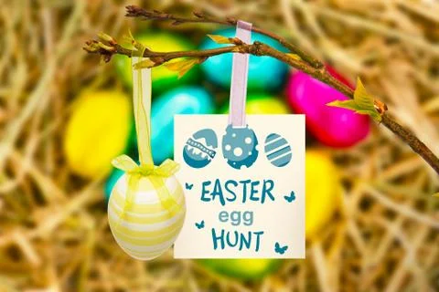 Composite image of easter egg hunt graphic Stock Illustration