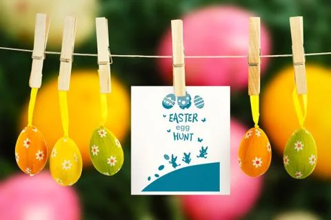 Composite image of easter egg hunt graphic Stock Illustration