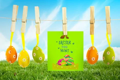 Composite image of easter egg hunt graphic Stock Illustration
