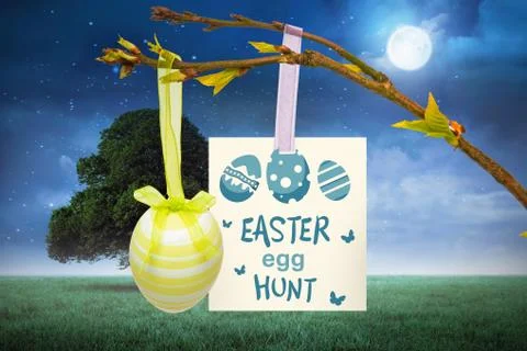Composite image of easter egg hunt graphic Stock Illustration