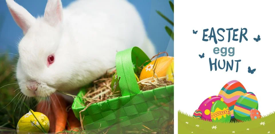 Composite image of easter  egg hunt graphic Stock Illustration