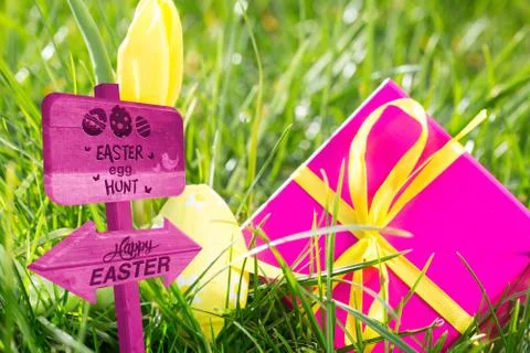 Composite image of easter egg hunt sign Illustrazione stock