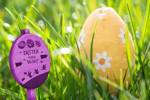 Composite image of easter egg hunt sign Stock Illustration