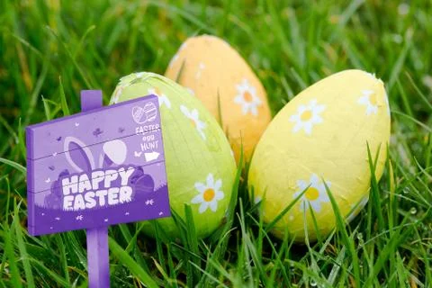 Composite image of easter egg hunt sign Stock Illustration