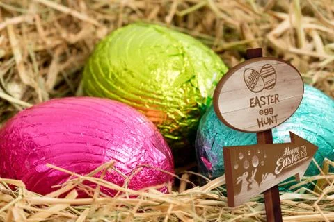 Composite image of easter egg hunt sign Stock Illustration