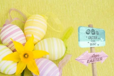 Composite image of easter egg hunt sign Illustration