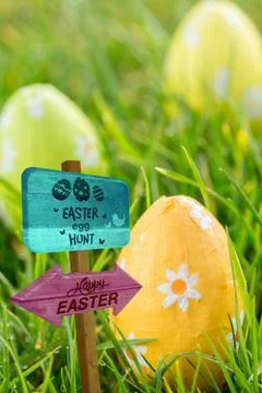 Composite image of easter egg hunt sign Stock Illustration