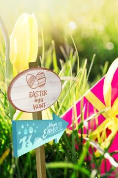 Composite image of easter egg hunt sign Stock Illustration