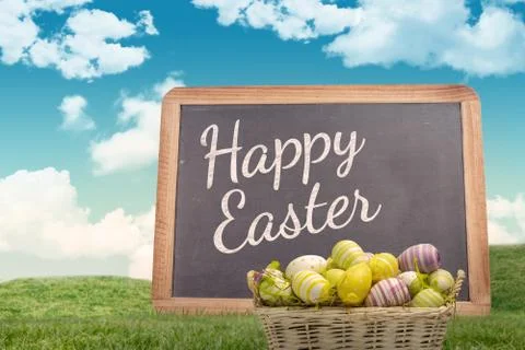Composite image of easter eggs in basket Stock Illustration