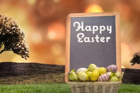 Composite image of easter eggs in basket Stock Illustration