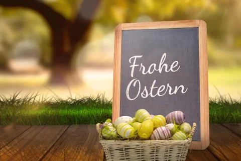 Composite image of easter eggs in basket Stock Illustration
