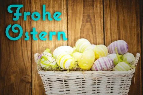 Composite image of easter eggs in basket Stock Illustration