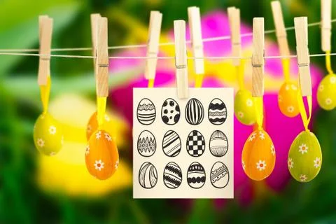 Composite image of easter eggs Illustrazione stock
