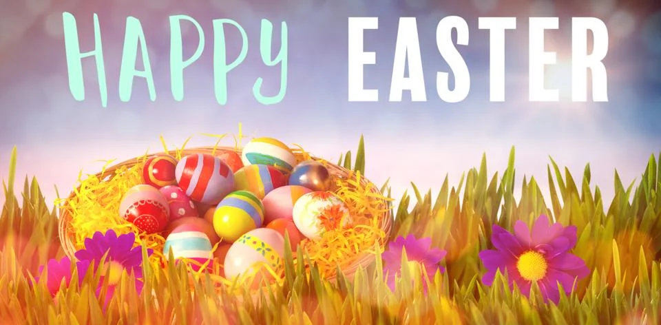 Composite image of easter greeting 스톡 사진