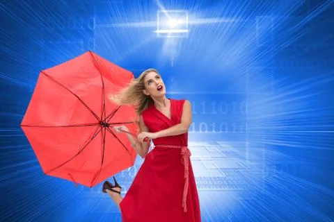 Composite image of elegant blonde holding umbrella Stock Illustration