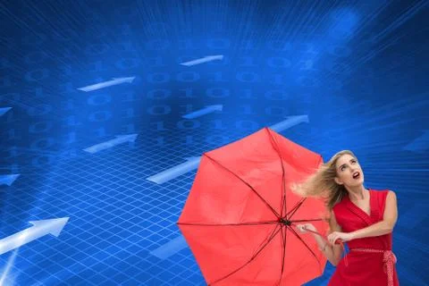 Composite image of elegant blonde holding umbrella Stock Illustration