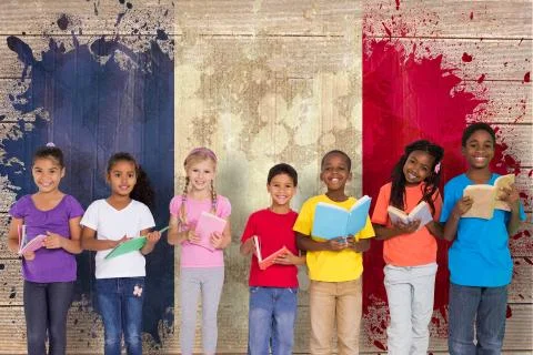 Composite image of elementary pupils reading books Stock Illustration