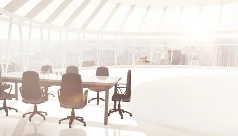 Composite image of empty office chairs and table Stock Photos