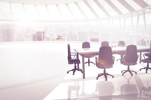 Composite image of empty office chairs and table Stock Photos