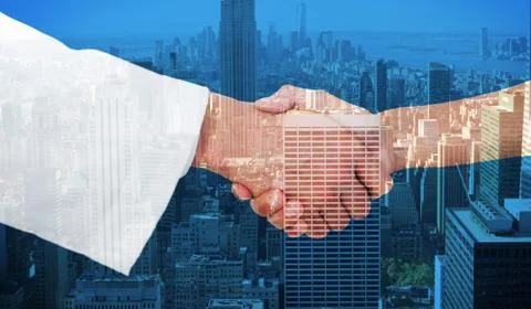Composite image of extreme closeup of a doctor and patient shaking hands Stock Illustration