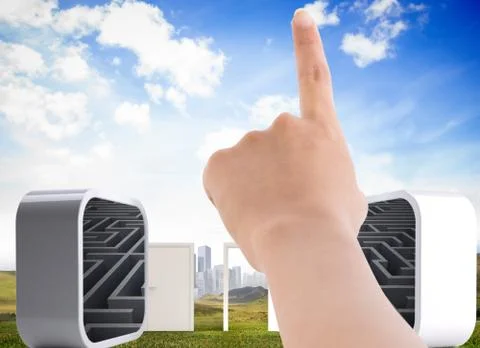 Composite image of female hand pointing Illustrazione stock