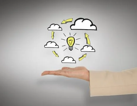 Composite image of female hand presenting cloud computing graphic Ilustração Stock