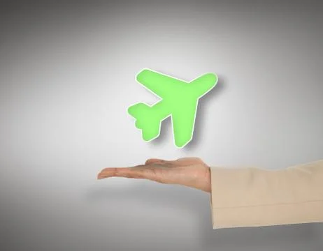 Composite image of female hand presenting airplane Stock Illustration