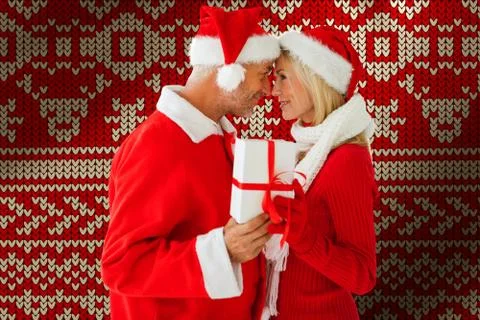 Composite image of festive couple 스톡 사진