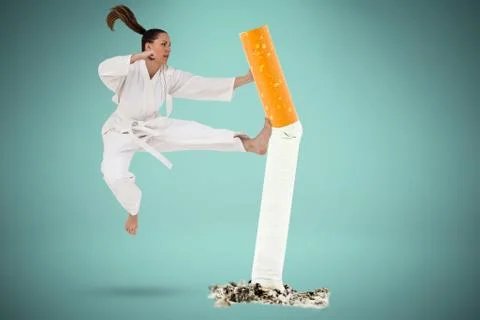 Composite image of fighter performing karate stance Stock Photos