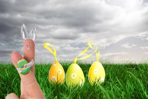 Composite image of fingers as easter bunny Stock Illustration